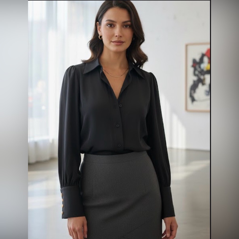 Zimmermann Black Button-Up Blouse